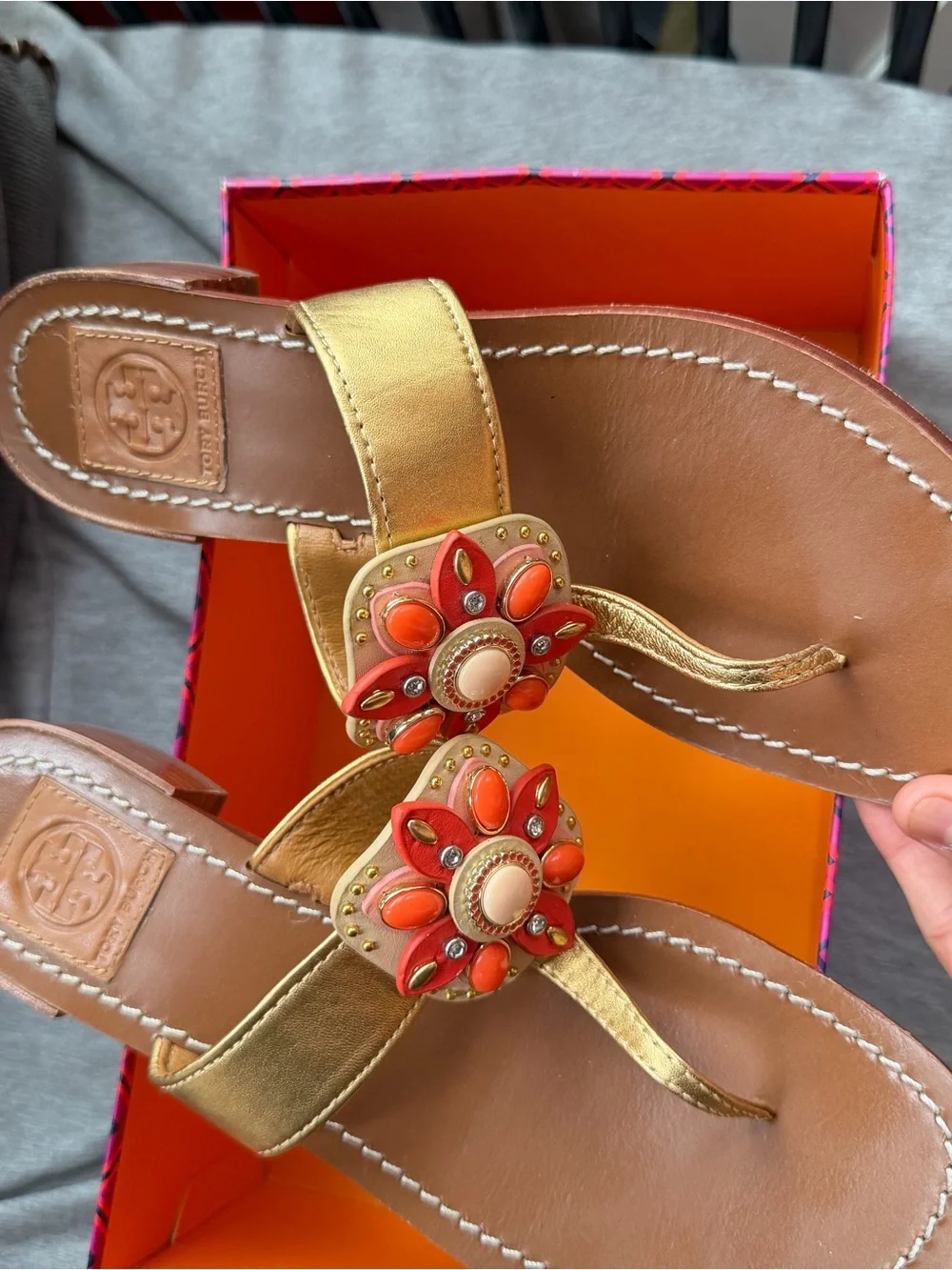 Tory Burch Metallic Gold Leather Sandals